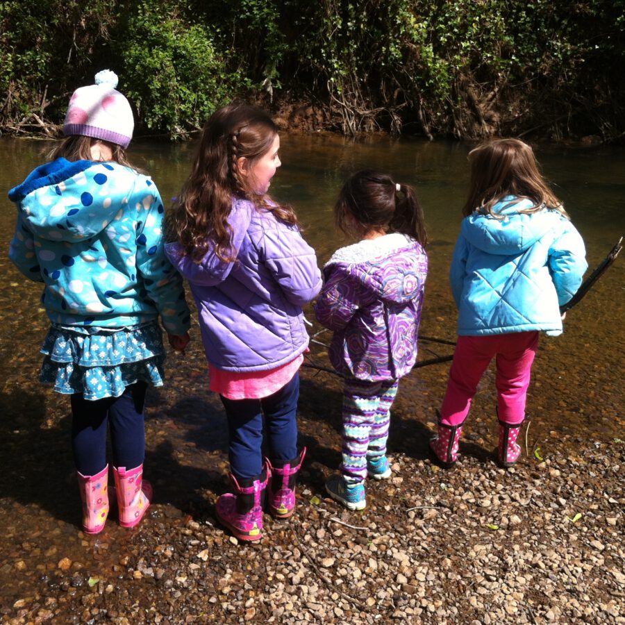 Kids exploring Salem Creek